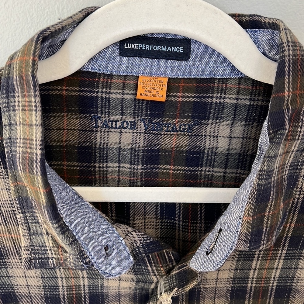 NWT Tailor Vintage Performance Plaid Stretch Flannel - Picture 3 of 9